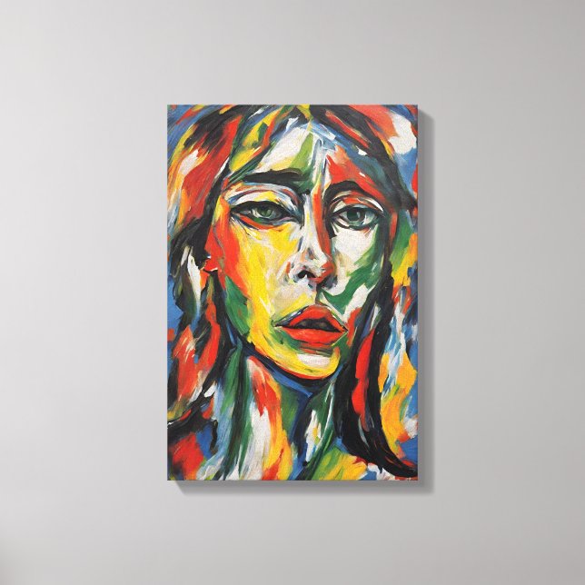 Toile Portrait de femme Abstraite, expressionniste dynam (Recto)