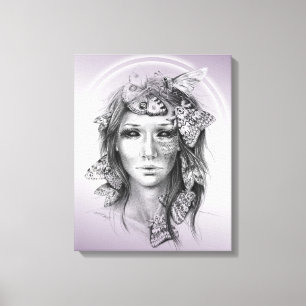 Toile Portrait de femme avec un crayon surréaliste