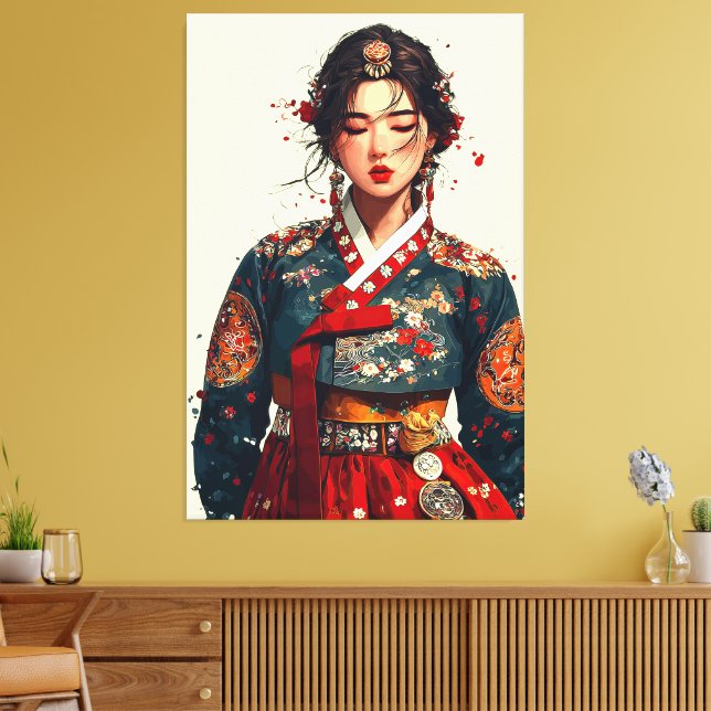 Toile Portrait de femme coréenne moderne en Hanbok (Insitu(Salon))