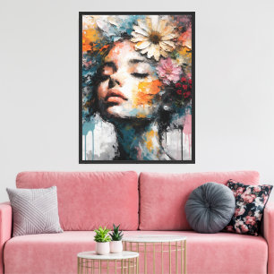 Toile Portrait de femme florale abstrait de luxe sur toi