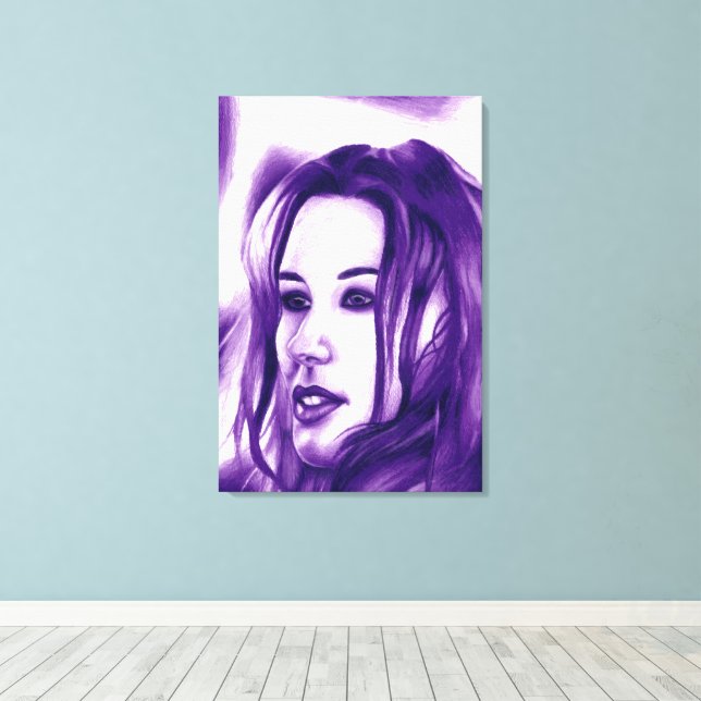 Toile Portrait de femme pourpre original (Insitu (Plancher de Bois))