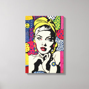 Toile Portrait de femme rétro pop art
