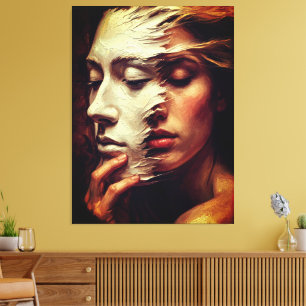 Toile Portrait de femme surréaliste avec masque peint