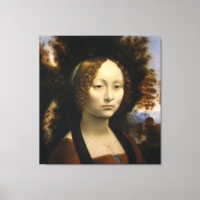 Toile Portrait de Ginevra de Benci par Leonardo da Vinci (Recto)