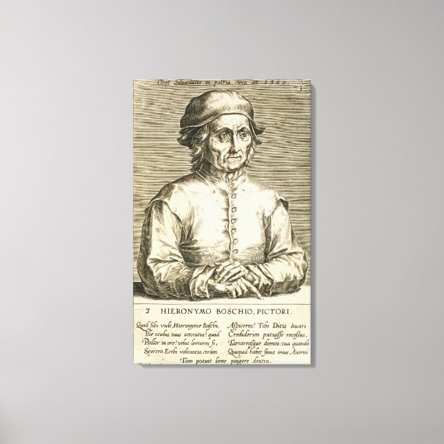 Toile Portrait de Hieronymus Bosch (c.1450-1516) plaque  (Recto)