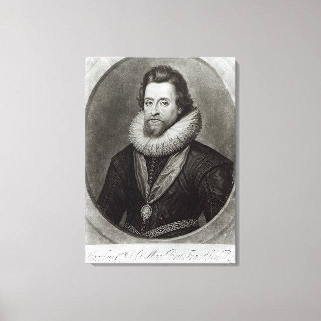 Toile Portrait de James I après une miniature de (Recto)