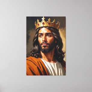 Toile Portrait de Jésus portant une couronne d'or