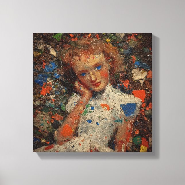 Toile Portrait de jeune fille pensive | expressionnisme (Recto)