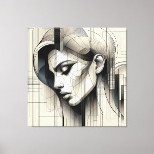 Toile Portrait de ligne monochrome