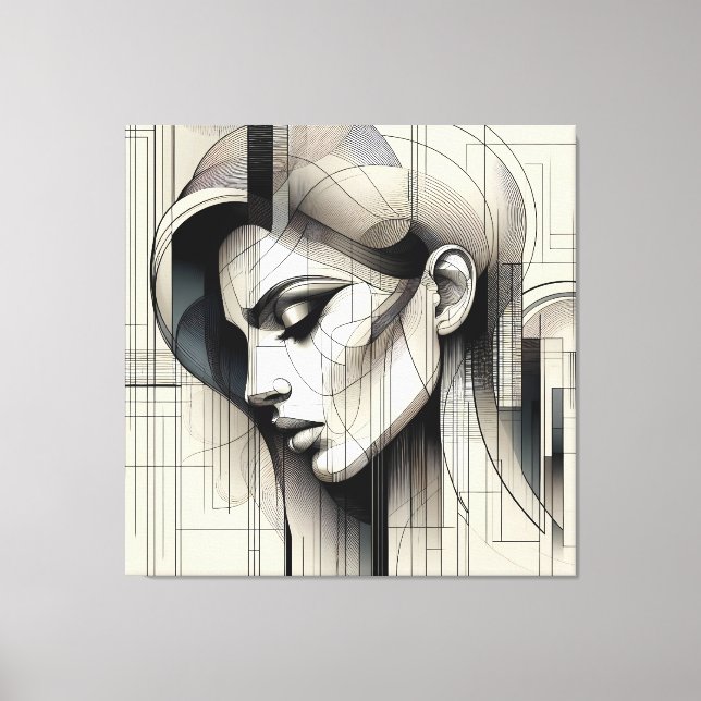 Toile Portrait de ligne monochrome (Recto)