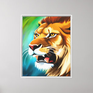Toile Portrait de lion rugissant de profil-57566
