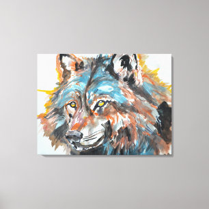 Toile Portrait de Loup aux Yeux Dorés