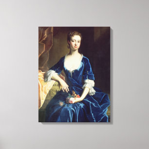 Toile Portrait de Madame dans une robe bleue de velours