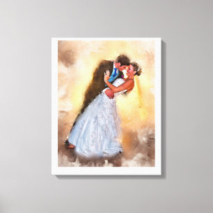 Toile portrait de mariage personnalisé, art cadeau perso