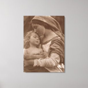 Toile Portrait de mère et d'enfant (photo de sépia)