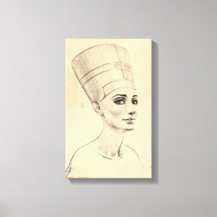 Toile Portrait de Nefertiti sur la texture antique de