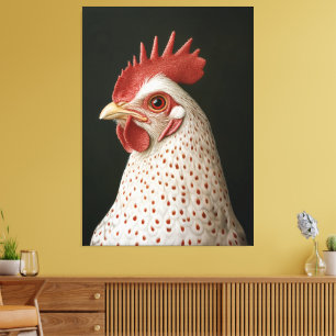Toile Portrait de poulet tacheté