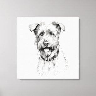 Toile Portrait de schnauzer au crayon