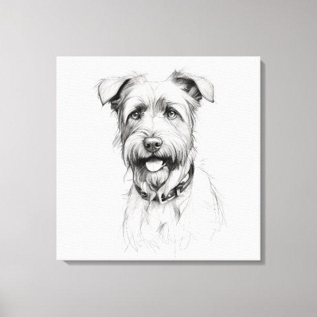Toile Portrait de schnauzer au crayon (Recto)