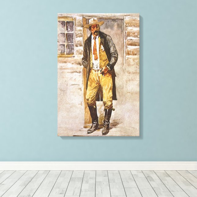 Toile Portrait de shérif par Seltzer, cow-boy de l'Ouest (Insitu (Plancher de Bois))
