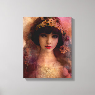 Toile Portrait de style vintage d'une belle femme en ros