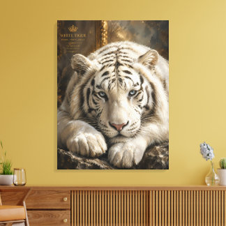 Toile Portrait de Tigre Blanc Endormi, Faune Paisible A