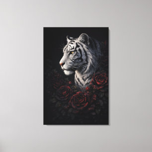 Toile Portrait de Tigre Blanc – Puissance Calme et Regar