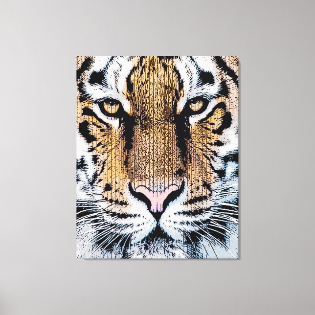 Toile Portrait de tigre en style Presse Graphique (Recto)