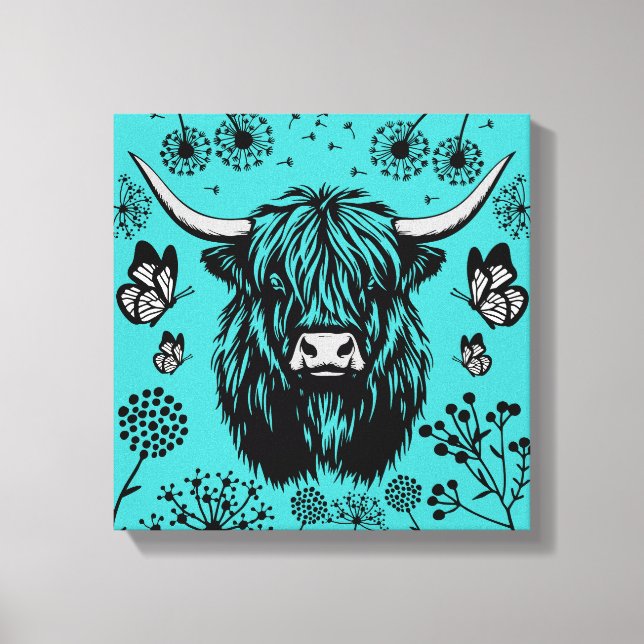 Toile Portrait de vache highlandaise écossaise (Recto)