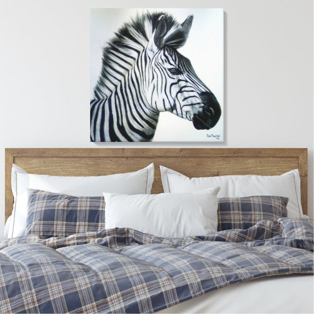 Toile Portrait de zèbre noir et blanc grand format (Insitu(Chambre))