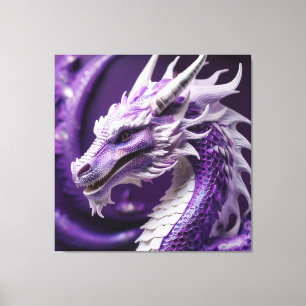 Toile Portrait D'Imaginaire D'Un Dragon Violet Et Blanc