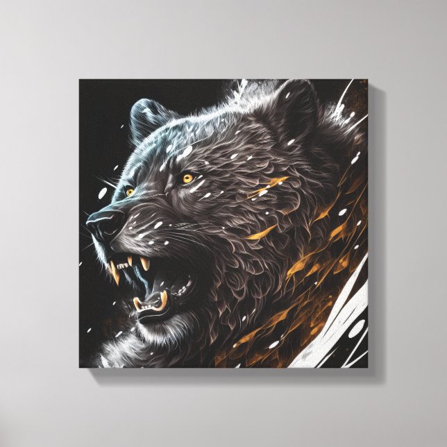 Toile Portrait d'ours Peinture animale Aventure Faune (Recto)