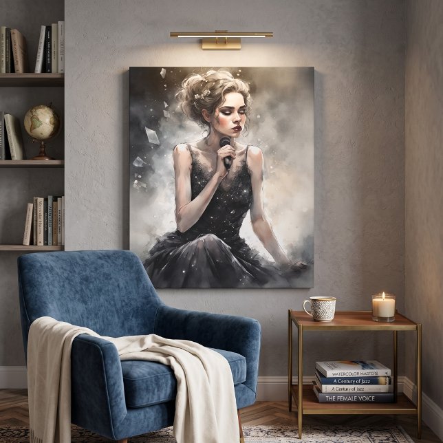 Toile Portrait dramatique d'une chanteuse féminine (Créateur téléchargé)
