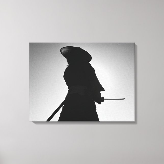 Toile Portrait d'un guerrier samouraï tenant une épée (Recto)