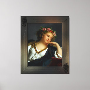 Toile Portrait d'une dame portant une couronne de fleurs