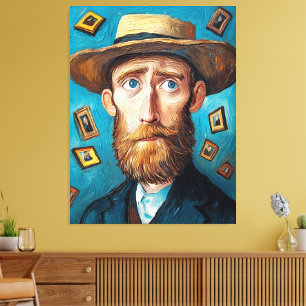 Toile Portrait expressif Homme à tête brune en style Van