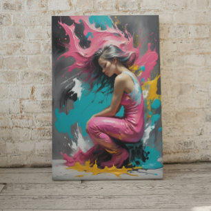 Toile Portrait féminin moderne dans des couleurs éclatan