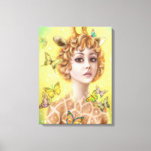 Toile portrait femme Imaginaire girafe