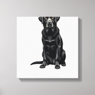 Toile Portrait Illustré de Chien Labrador Retriever Noir
