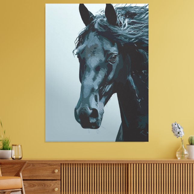 Toile Portrait majestueux de cheval noir (Insitu(Salon))