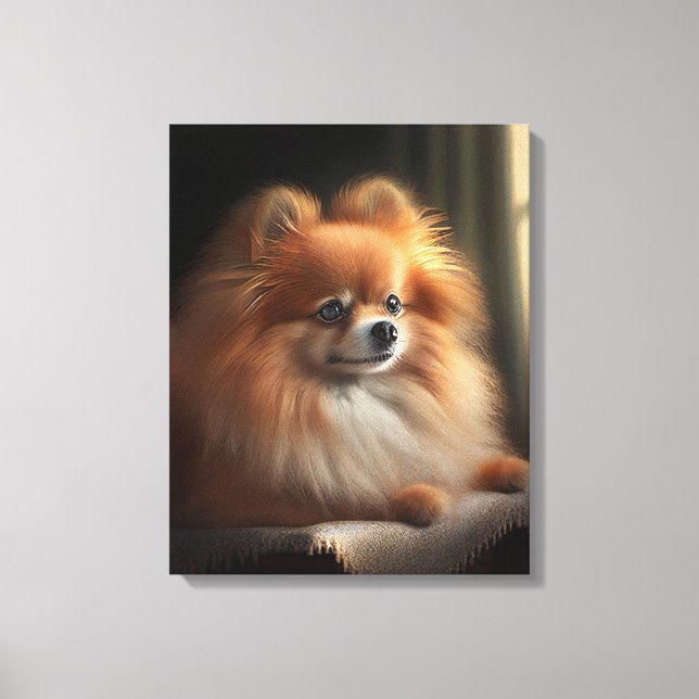 Toile Portrait mignon de chien de Poméranie (Recto)