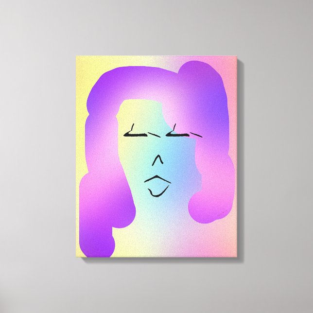 TOILE PORTRAIT MODERNE DE DAME AUX CHEVEUX VIOLETS (Recto)