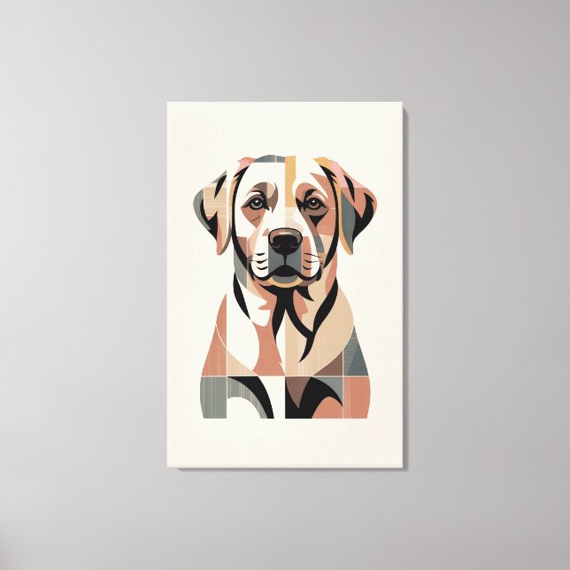 Toile Portrait mosaïque chaud du Labrador (Recto)