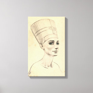 Toile Portrait Néfertiti dessin Ancienne Egypte papyrus