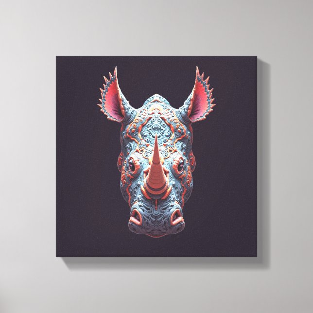 Toile Portrait Orné de Rhino - Masque d'Esprit Psychédél (Recto)