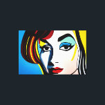Toile Portrait Pop Art Imprimer<br><div class="desc">Voici notre peinture à l'huile de toile vibrante, avec un portrait pop art coloré d'une femme inspirée du style iconique de l'artiste pop Roy Lichtenstein. Cette peinture saisit l'essence du mouvement pop art avec ses couleurs audacieuses, ses éléments graphiques et son esthétique inspirée de la bande dessinée. Le portrait présente...</div>
