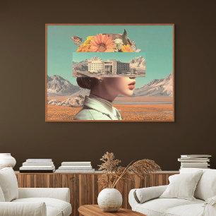Toile Portrait surréaliste avec paysage architectural