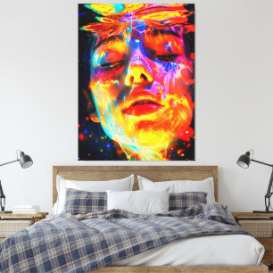 Toile Portrait vibrant d'une femme sous l'eau, peinture 