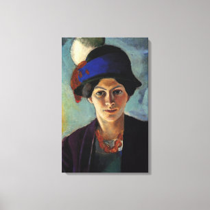 Toile Portrait vintage de la femme de l'artiste avec un