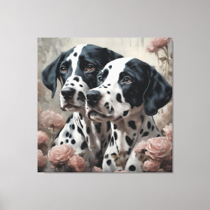 Toile Portraits de races de chiens de fleurs 4